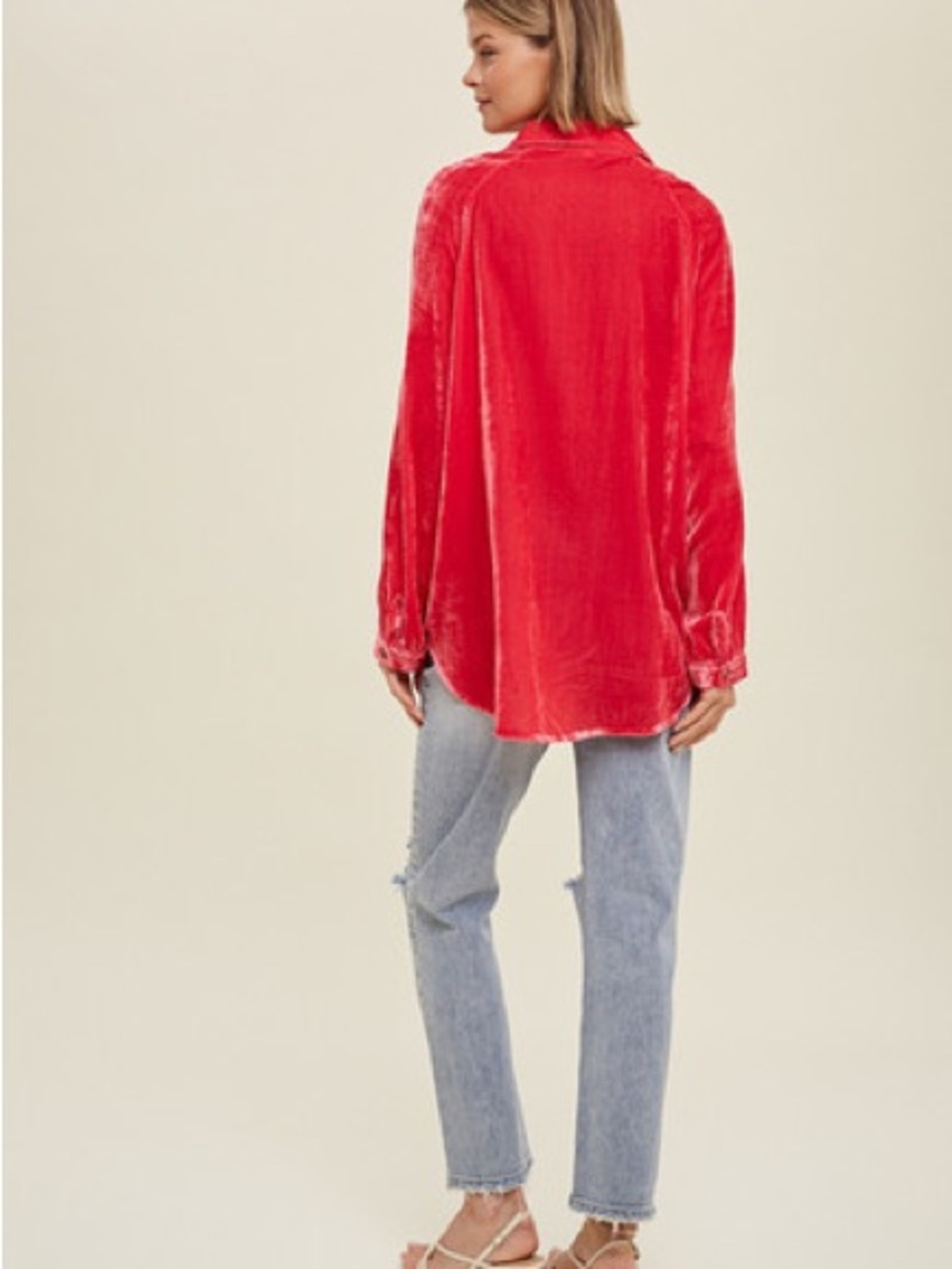 At Last Red Velvet Silky Shirt